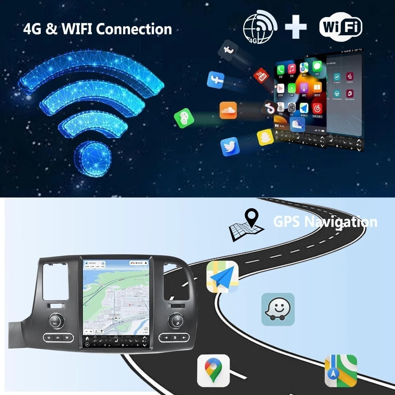 12.1″ 128GB Tesla Style Carplay Stereo GPS Radio For Silverado Sierra 2007-2013