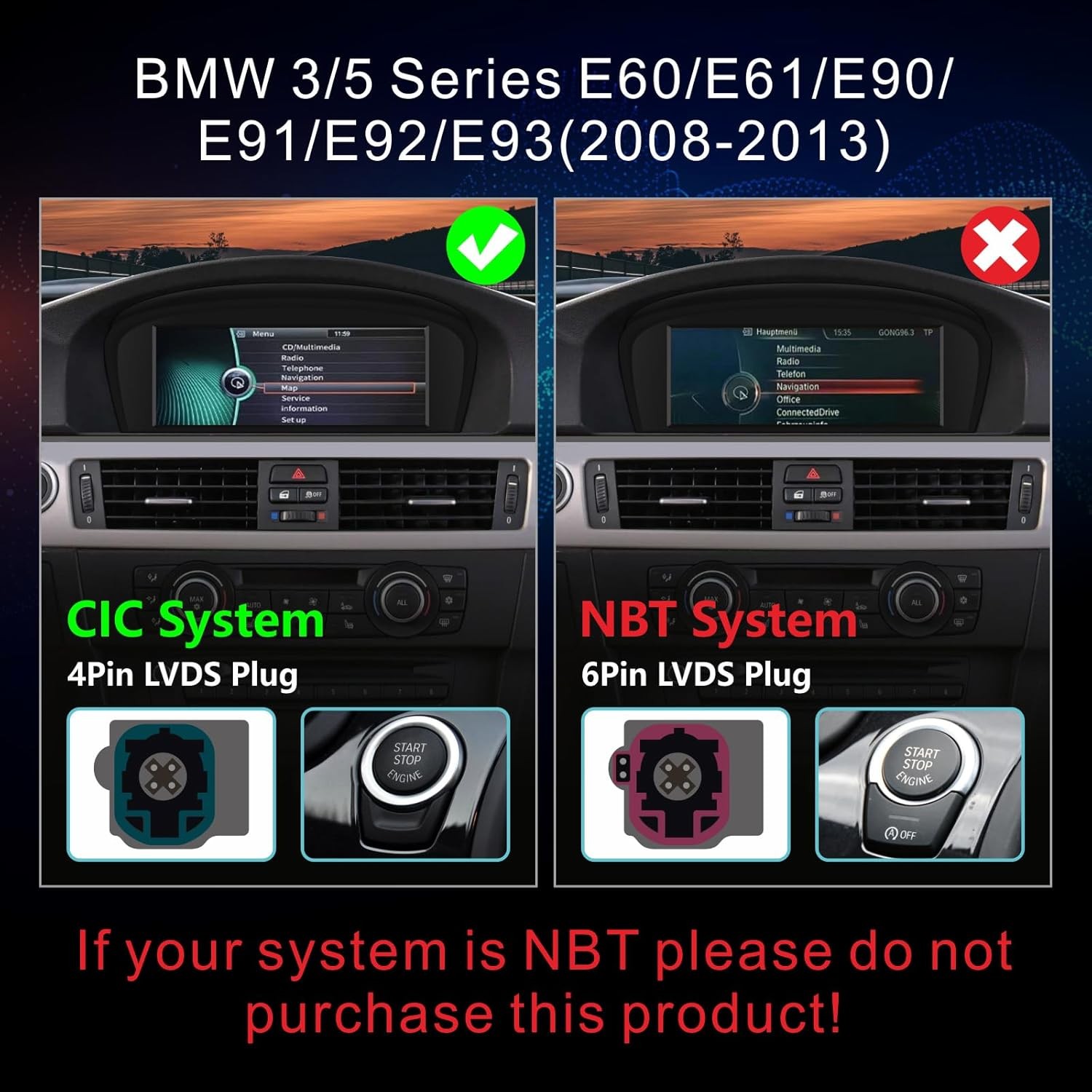 8.8′ Wireless CarPlay TouchScreen With Youtube For BMW E90 E60 E63 E64 CCC/CIC