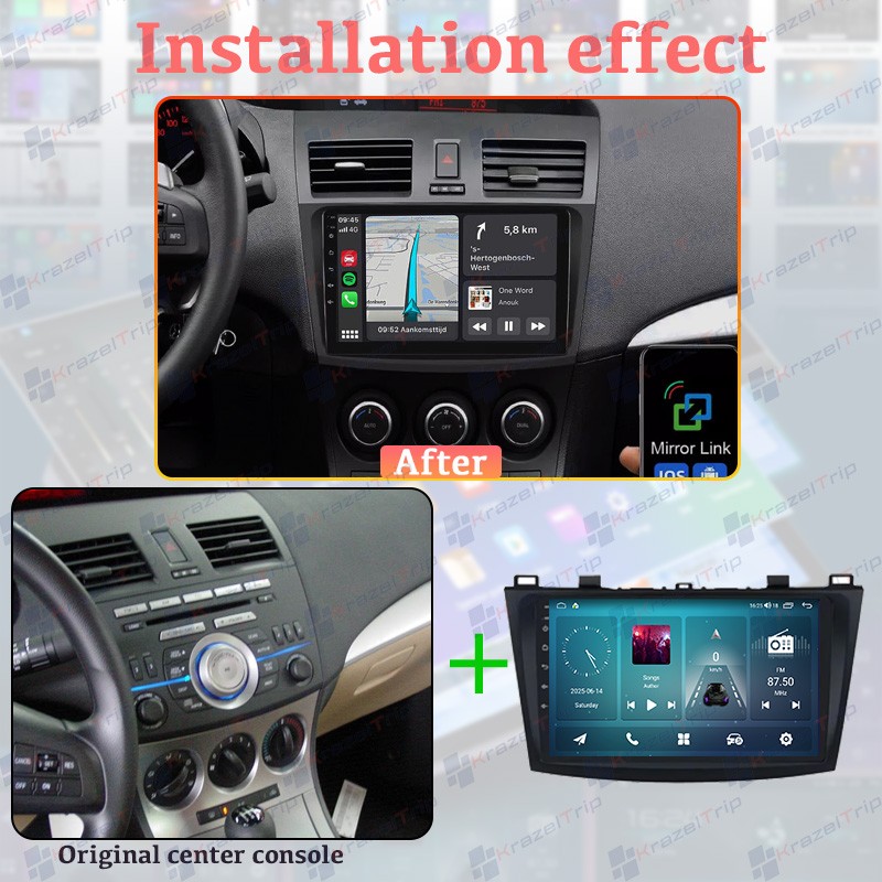 9″ For Mazda 3 2010-2013 Android 15 Carplay Car Navi Radio Stereo 8 core 6+64GB