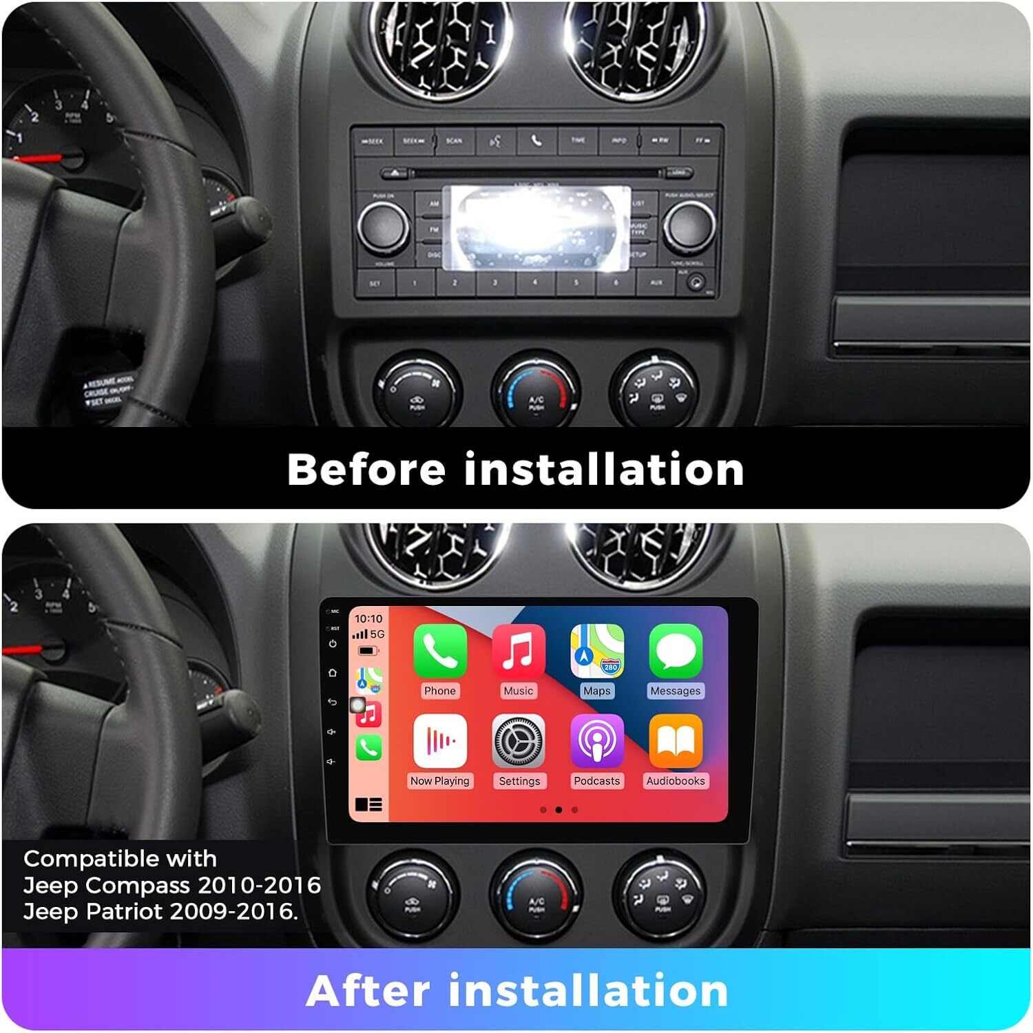 64GB Apple CarPlay Android Car Stereo GPS Radio +CAM For Jeep Patriot/Compass