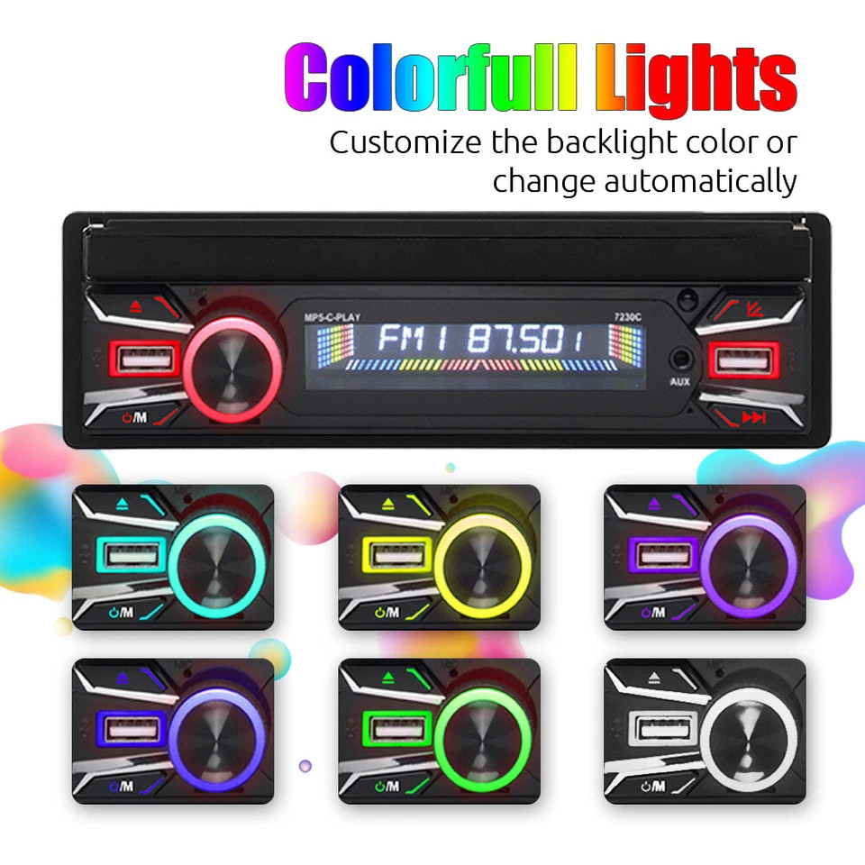 Single 1 DIN 7″ Car Stereo BT CarPlay FM Radio Touch Screen with Backup Camera