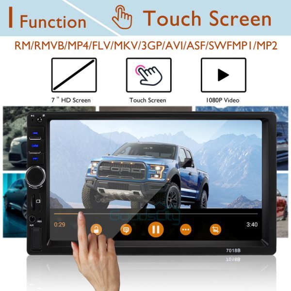 7″ Double 2 DIN Car MP5 Player Bluetooth Touch Screen Stereo Radio With Camera
