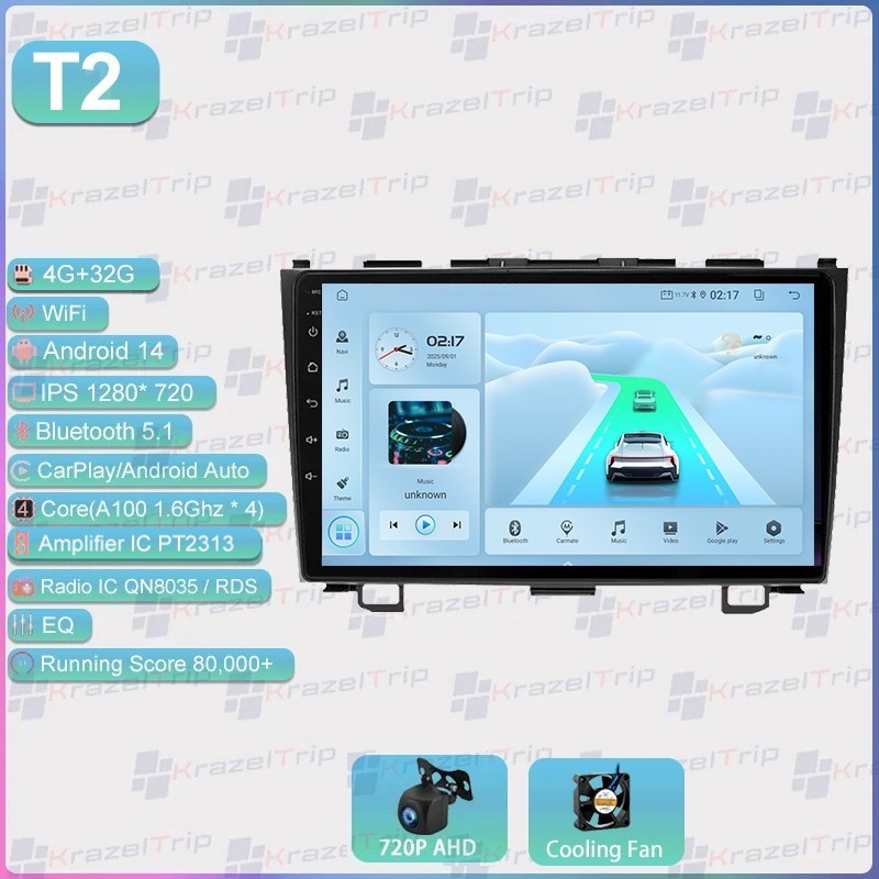 Car Stereo For Honda CRV 2007-2011 Carplay Android 14 Radio GPS Navi 4G+32G