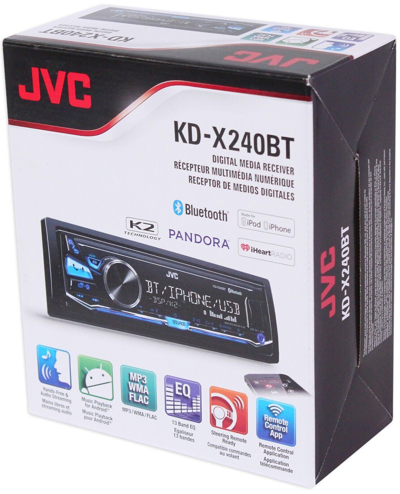 JVC KD-X240BT Bluetooth Media Player iPhone Android Pandora USB Aux MP3 AM FM
