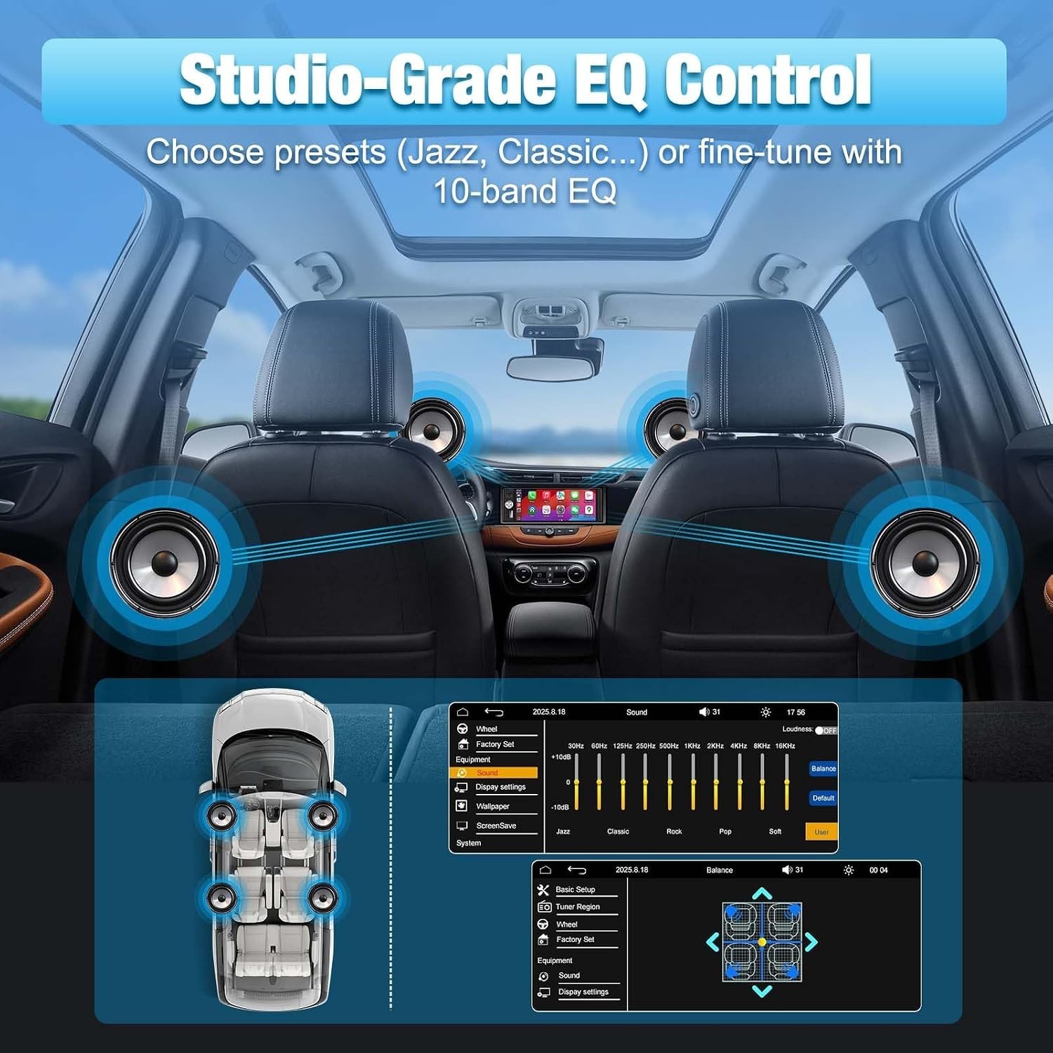 Single Din Car Stereo, 6.28″ HD Touch Screen Radio Wireless CarPlay Android A…