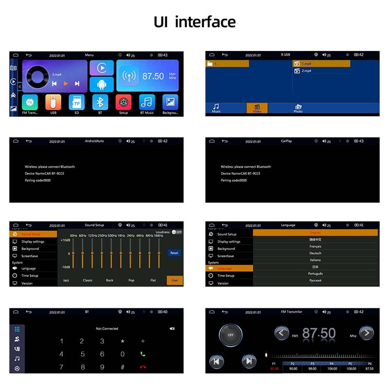 10.26″ Portable Bluetooth Touch Screen CarPlay Android Auto GPS USB Car Stereo