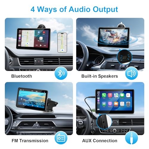 Portable Wireless CarPlay Screen for Car, 7″ HD Touch Screen for Car with