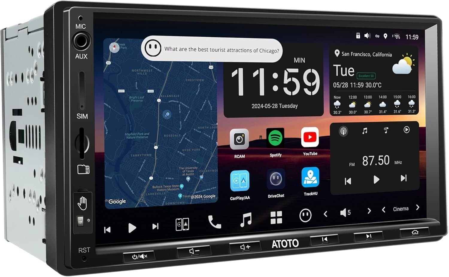 7″ Double Din Car Stereo 4G LTE WL  Dual Phone Connection BT 36B-EQ, HDMI I