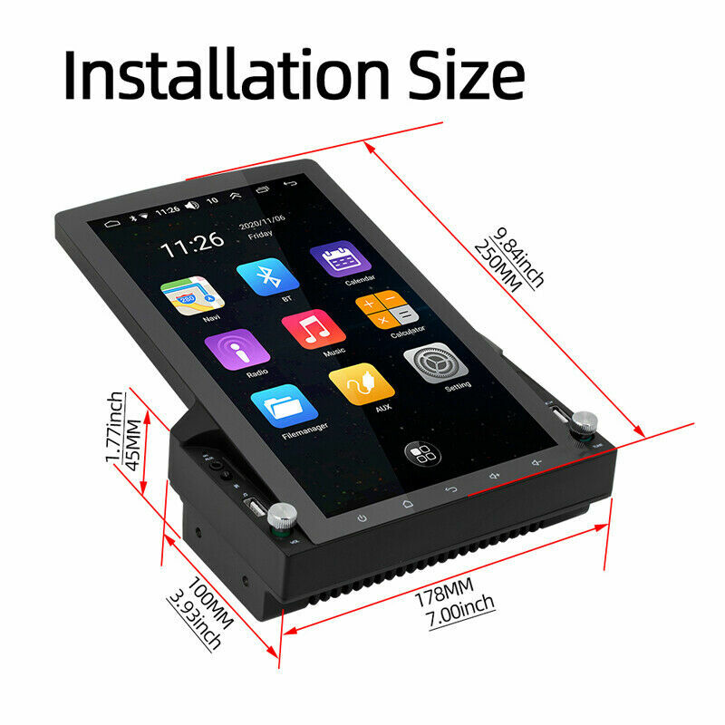 Android 10.1 HD Vertical Screen Car Radio WIFI GPS Navi Stereo Head Unit 10.1”