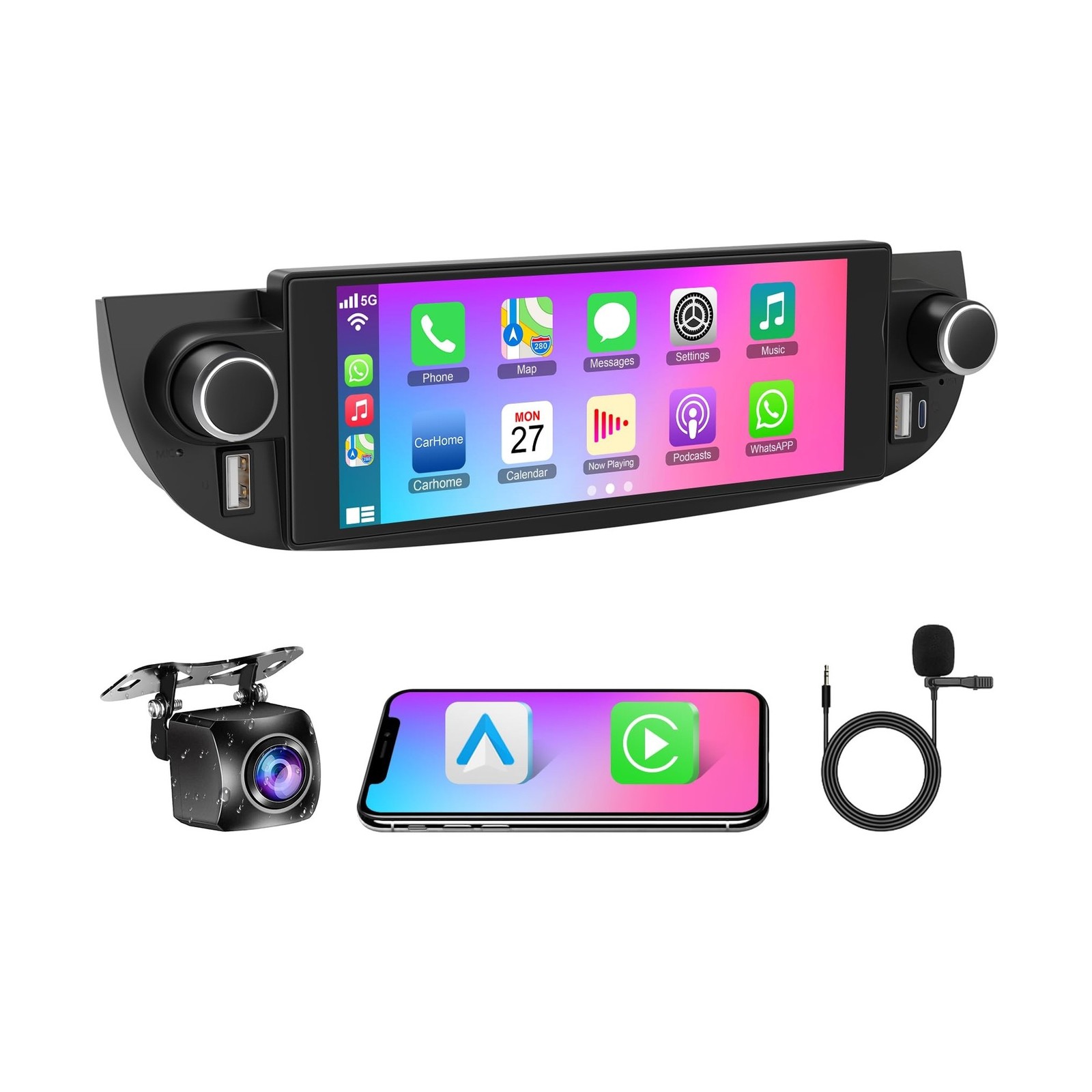 4+64GB Car Radio for Fiat 500 2007-2015 with Wireless Carplay&Android Auto, A…
