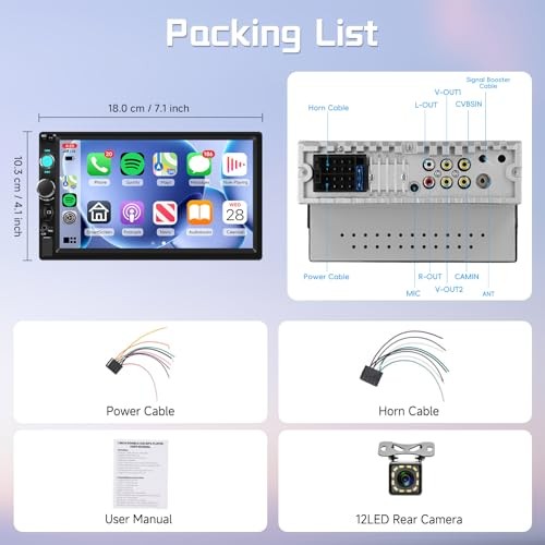 7″ Single Din Car Stereo MP5 Multimedia Player with 7″ Wireless Carplay