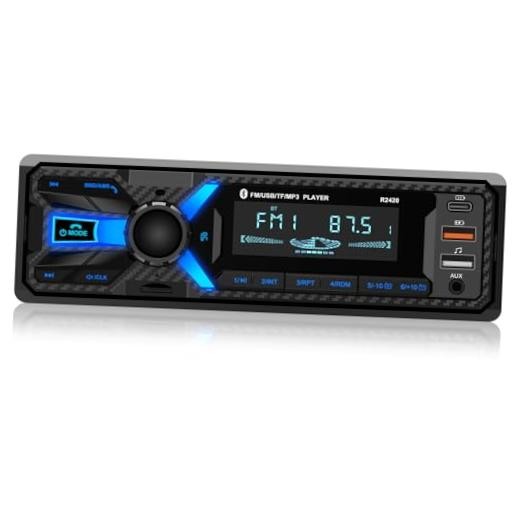 Car Radiotooth with Type-C/USB Port, FM/AM Single Din Car Stereo Radio Blue