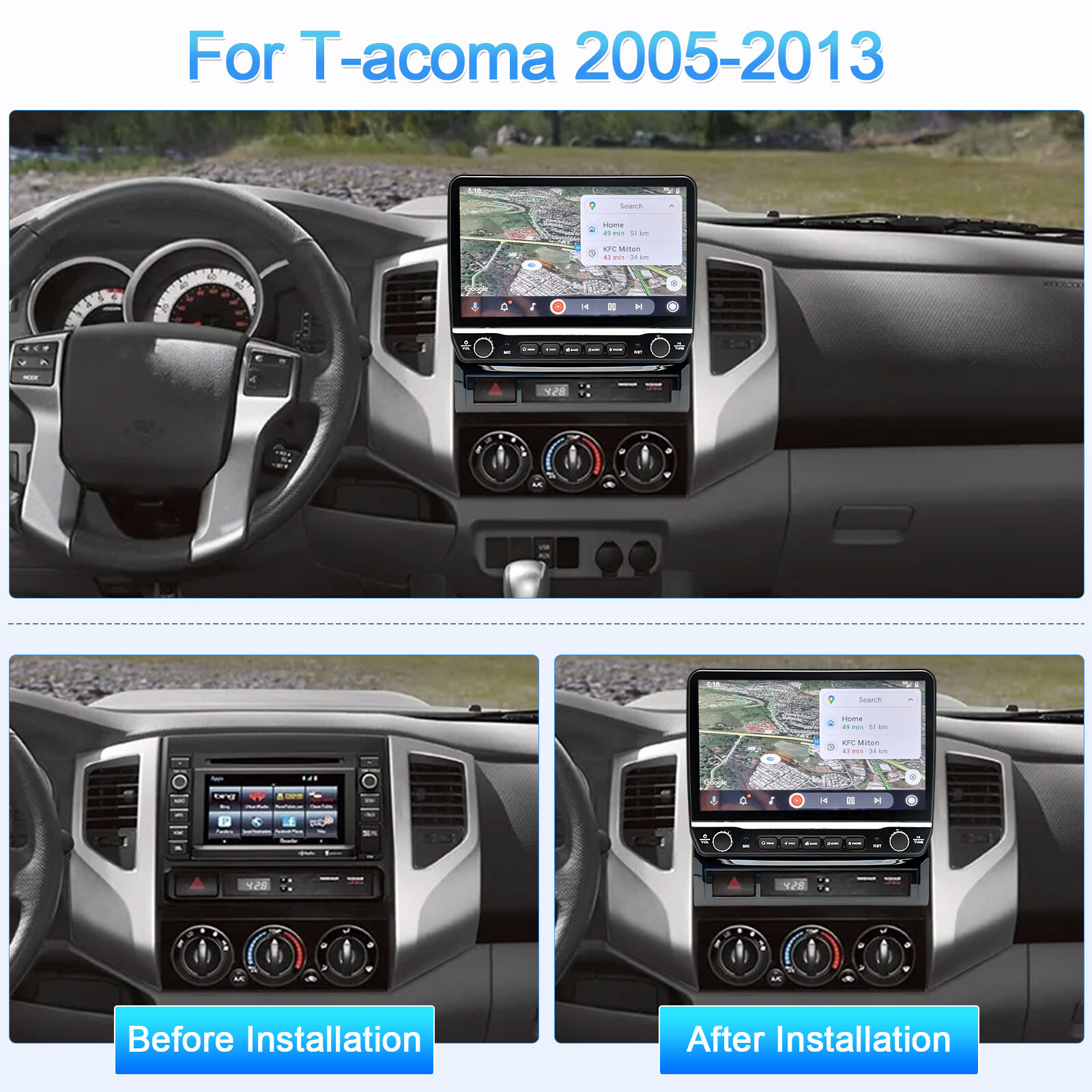 For Toyota Tacoma 2005-2013 Carplay Android 13 Car Stereo Radio Navi Wifi 2+32G