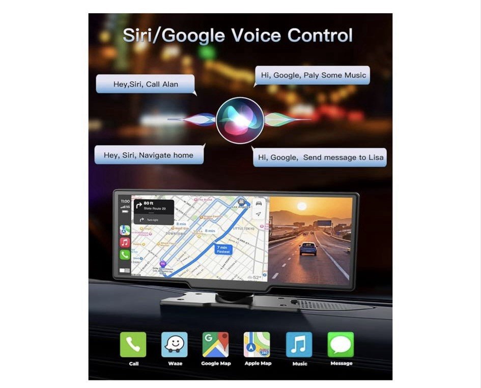 Laviay Wireless Carplay Touchscreen with 4K Dash Cam, Portable Apple Carplay