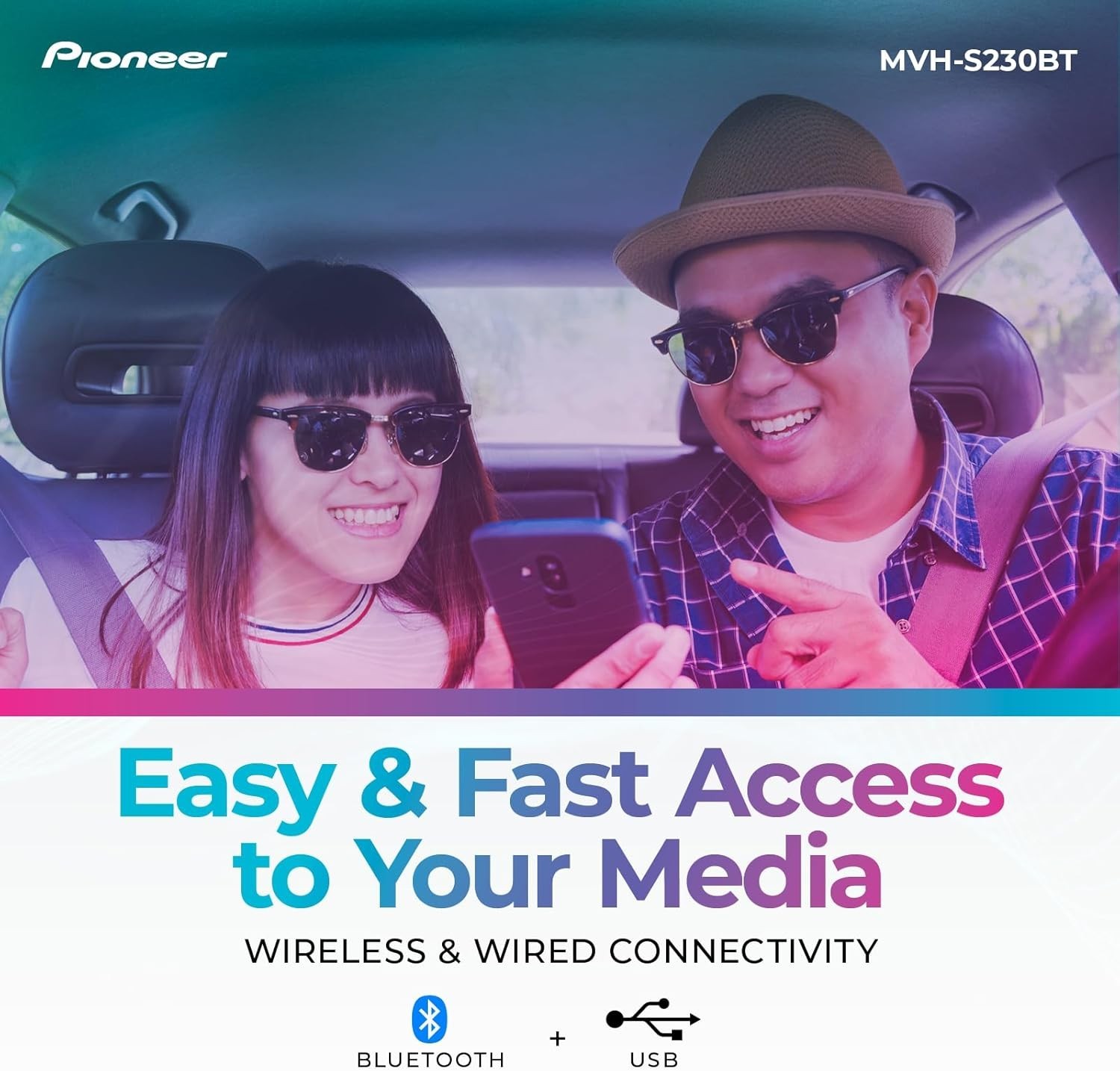 Multi-Format 1-Din Bluetooth Receiver with Easy Installation & Touch Control