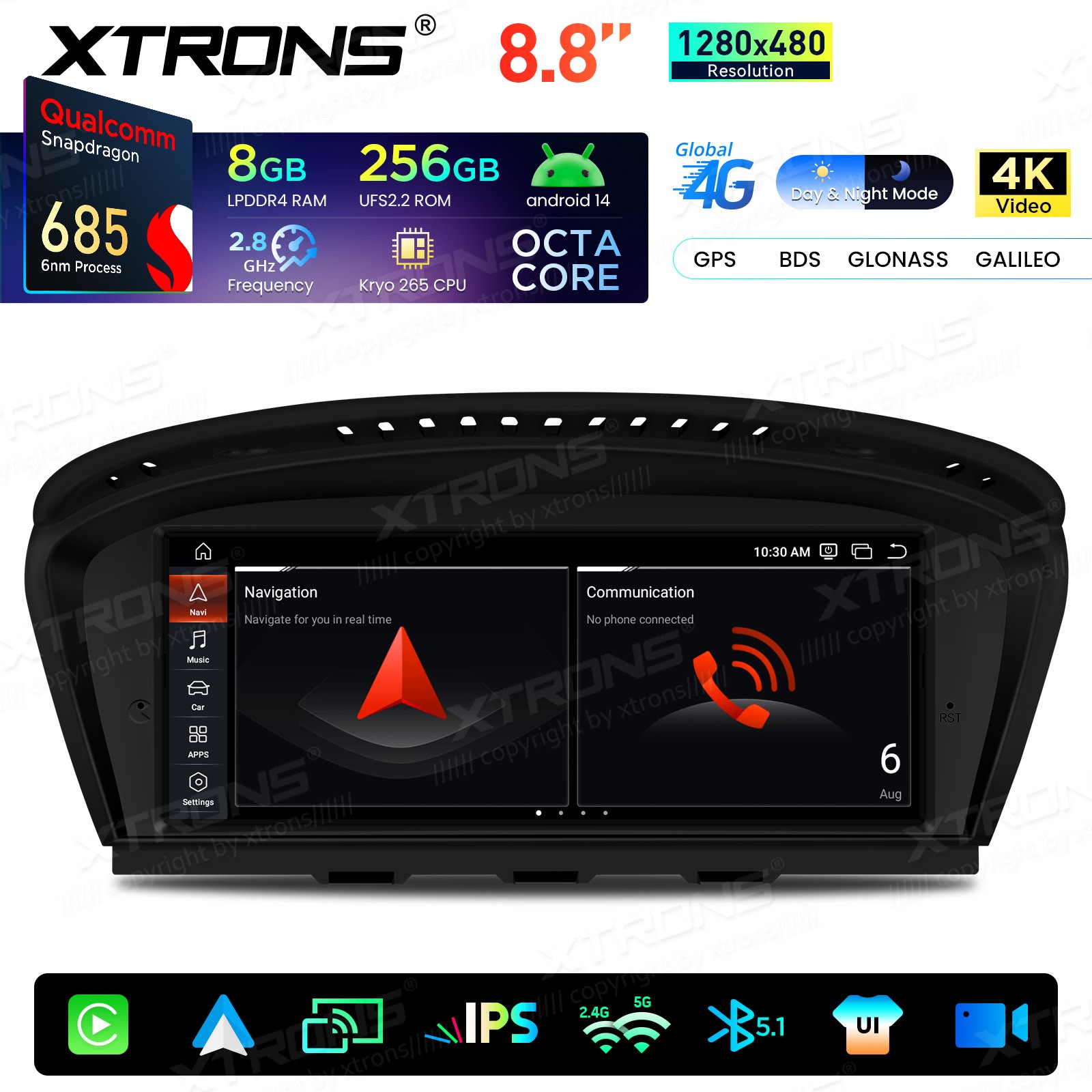 Android 14 8.8″ For BMW 3 5er E90 E60 CIC CarPlay Car Screen Upgrade GPS 8+256G