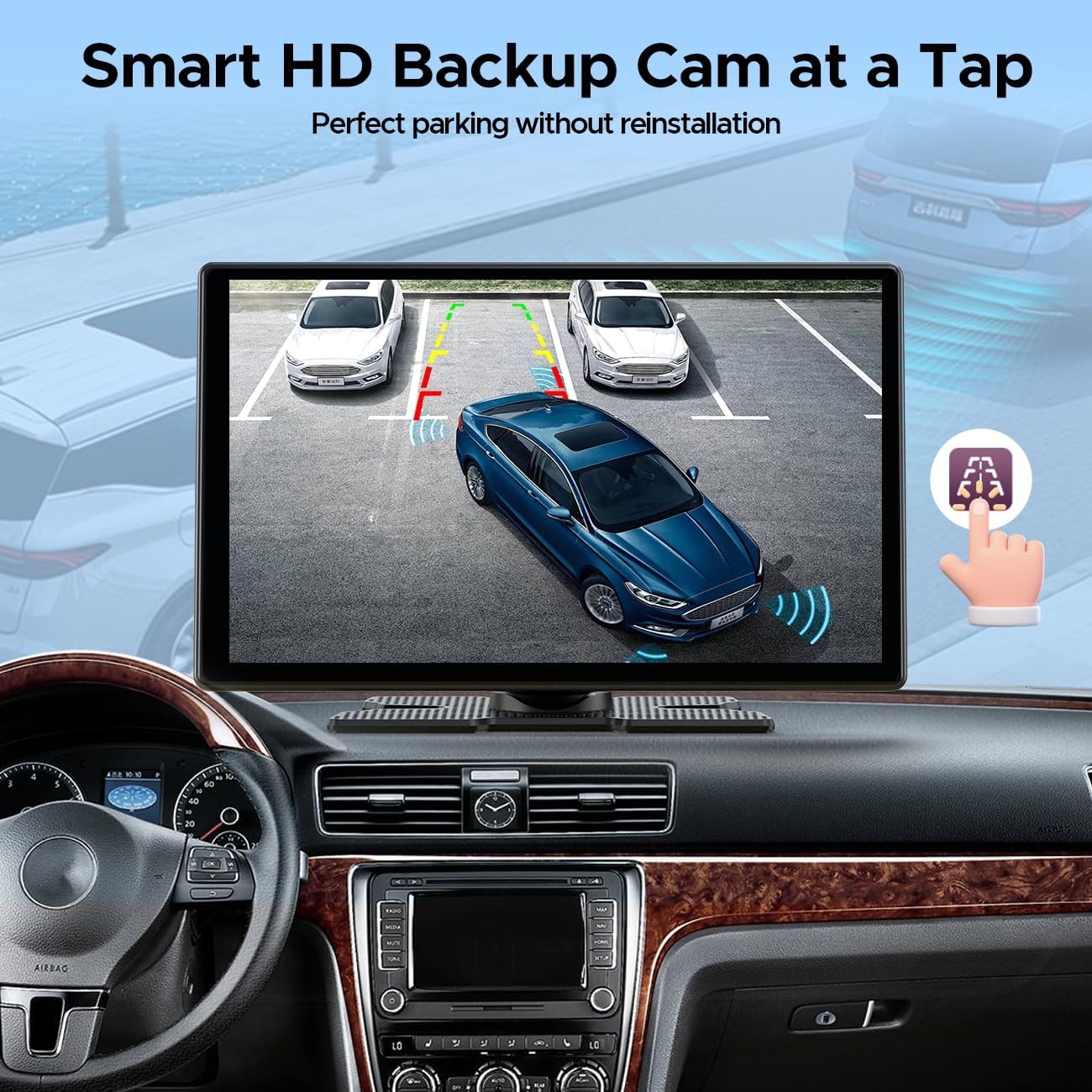 9″Wireless Carplay Screen with Net-Flix YouTube AI box Android Auto+1080P Camera