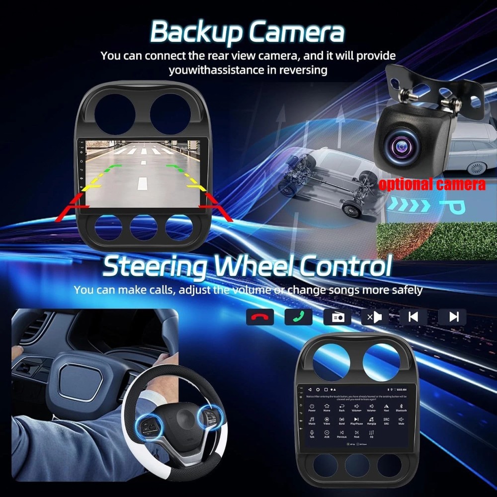 32GB Android 15 Car Radio For Jeep Compass 2009-16 Apple Carplay GPS Navi Stereo