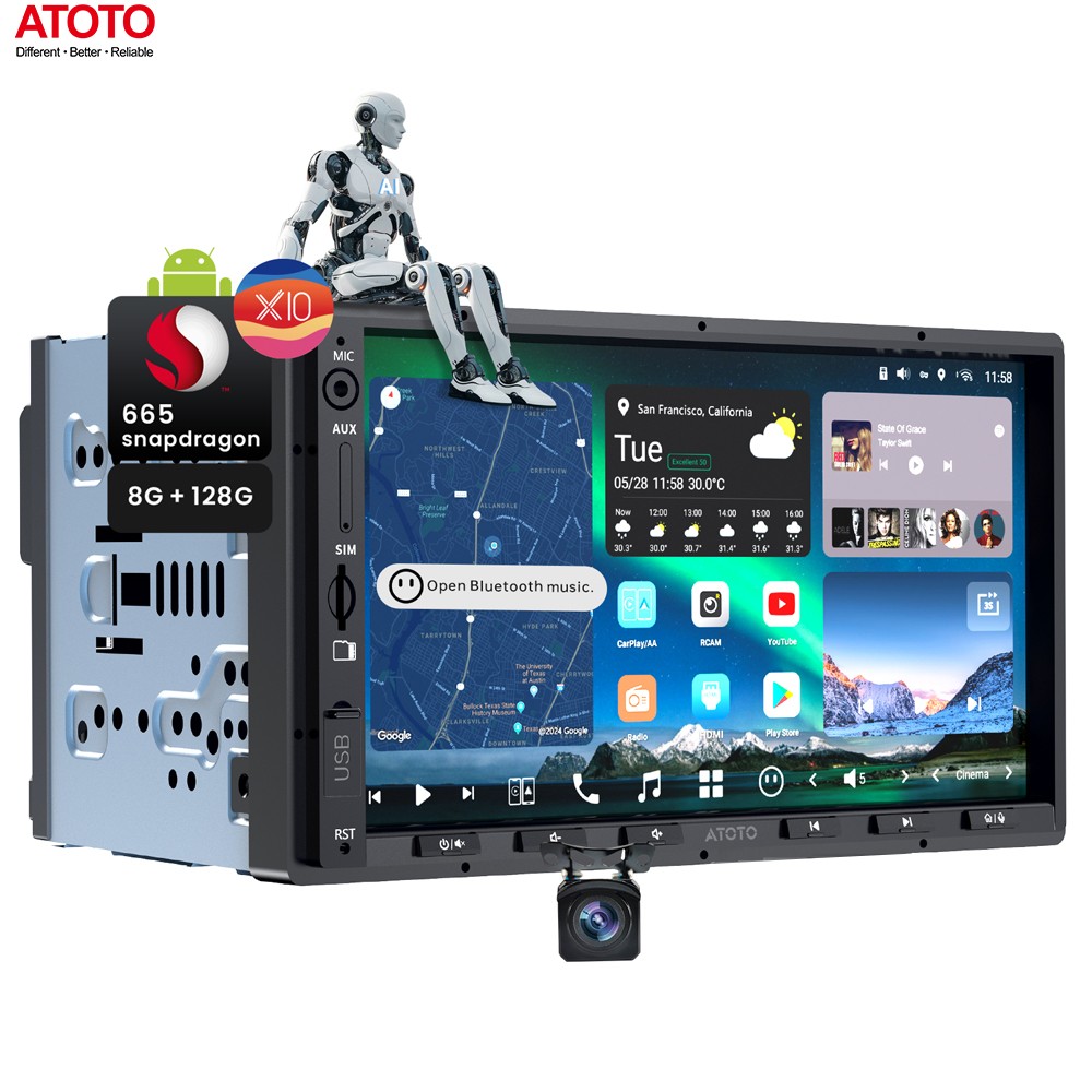 ATOTO X10 Car Stereo Android GPS 7″ Radio 4G LTE AI Agent Front & Rear cameras