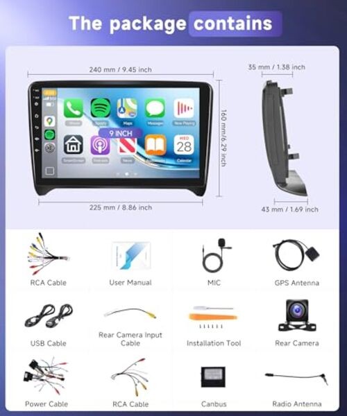 4Core 4GB+64GB Radio for Audi TT MK2 2006-2014 Car Stereo with 4Core 4G+64G