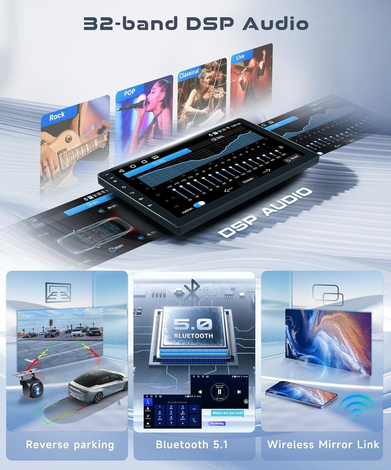 Dual Mic Bluetooth Car Stereo with Wireless Android Auto for Honda CRV 2007-2011