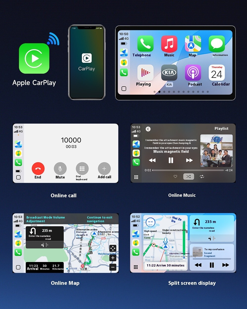 Carlinkit 3in1 Wireless CarPlay AI Box HDMI Adapter Auto Bluetooth WIFI Android