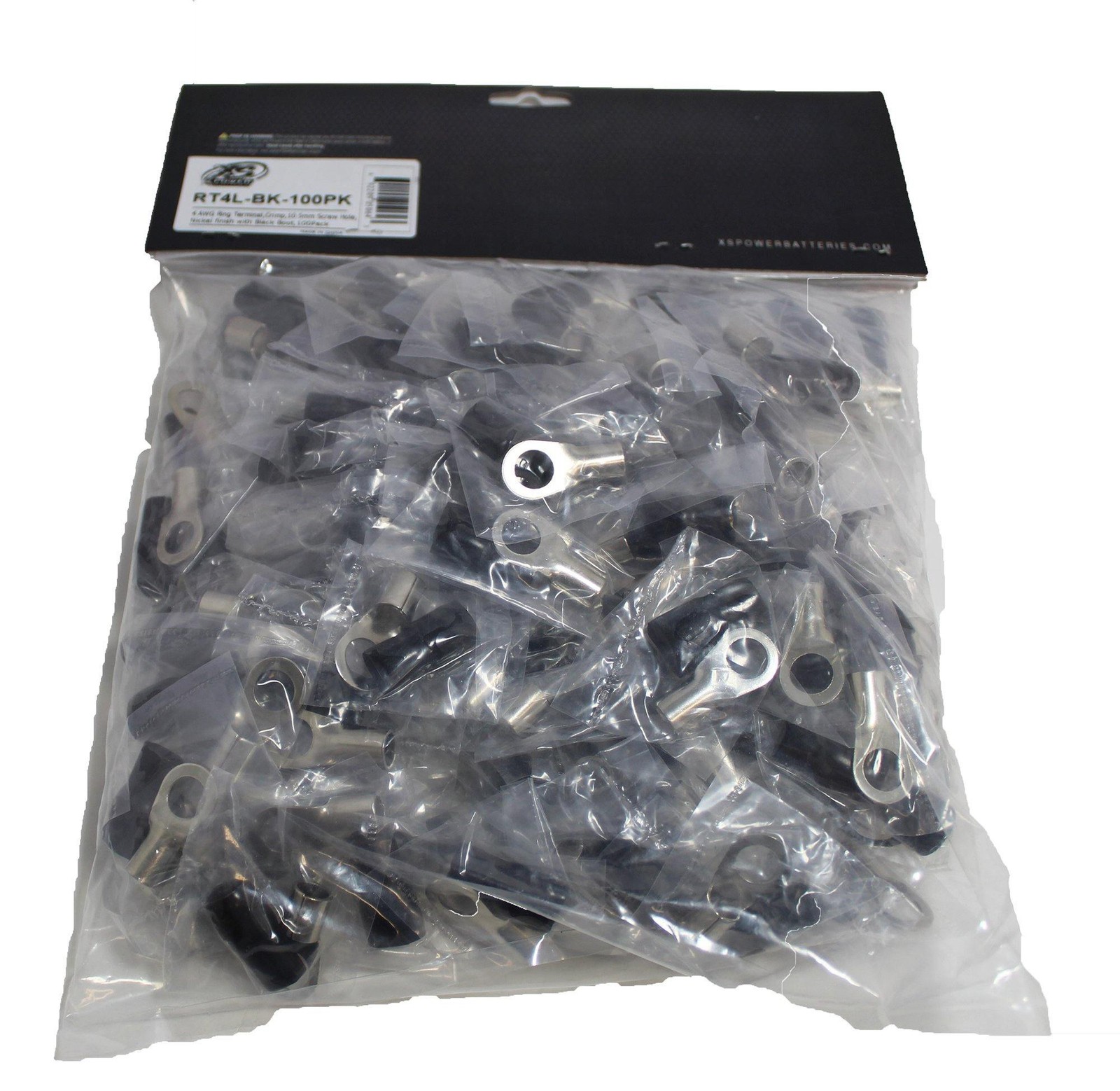 10 Red + 10 Black XS Power 4 AWG 10.5MM Ring Terminals Nickle Plated XS-RT4L
