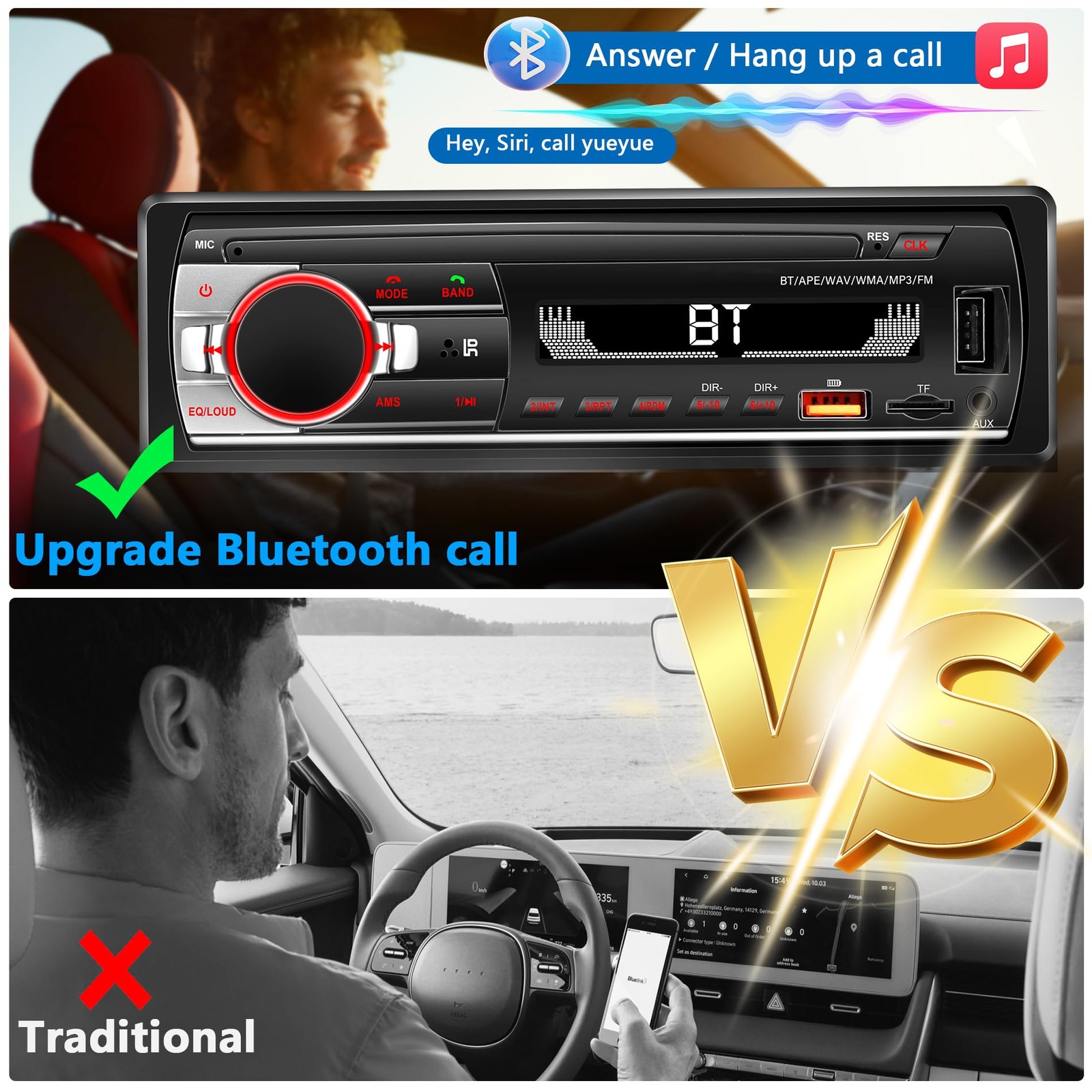 Radio De Un Din Với Control Por Aplicacion Y Carga Rapida De Lujo Pro