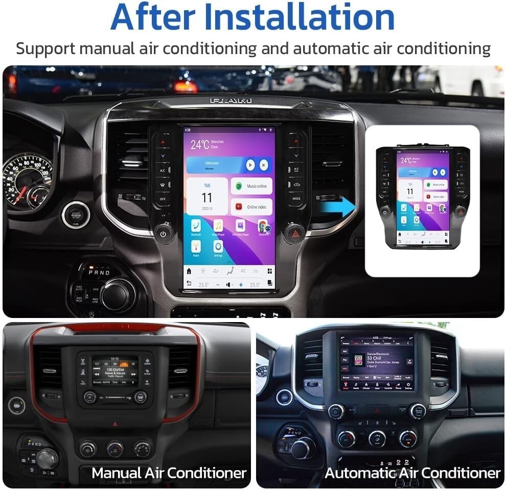 12.1″ For Dodge RAM 2019-2023 Car GPS Radio Navigation Stereo 8G+128GB Carplay