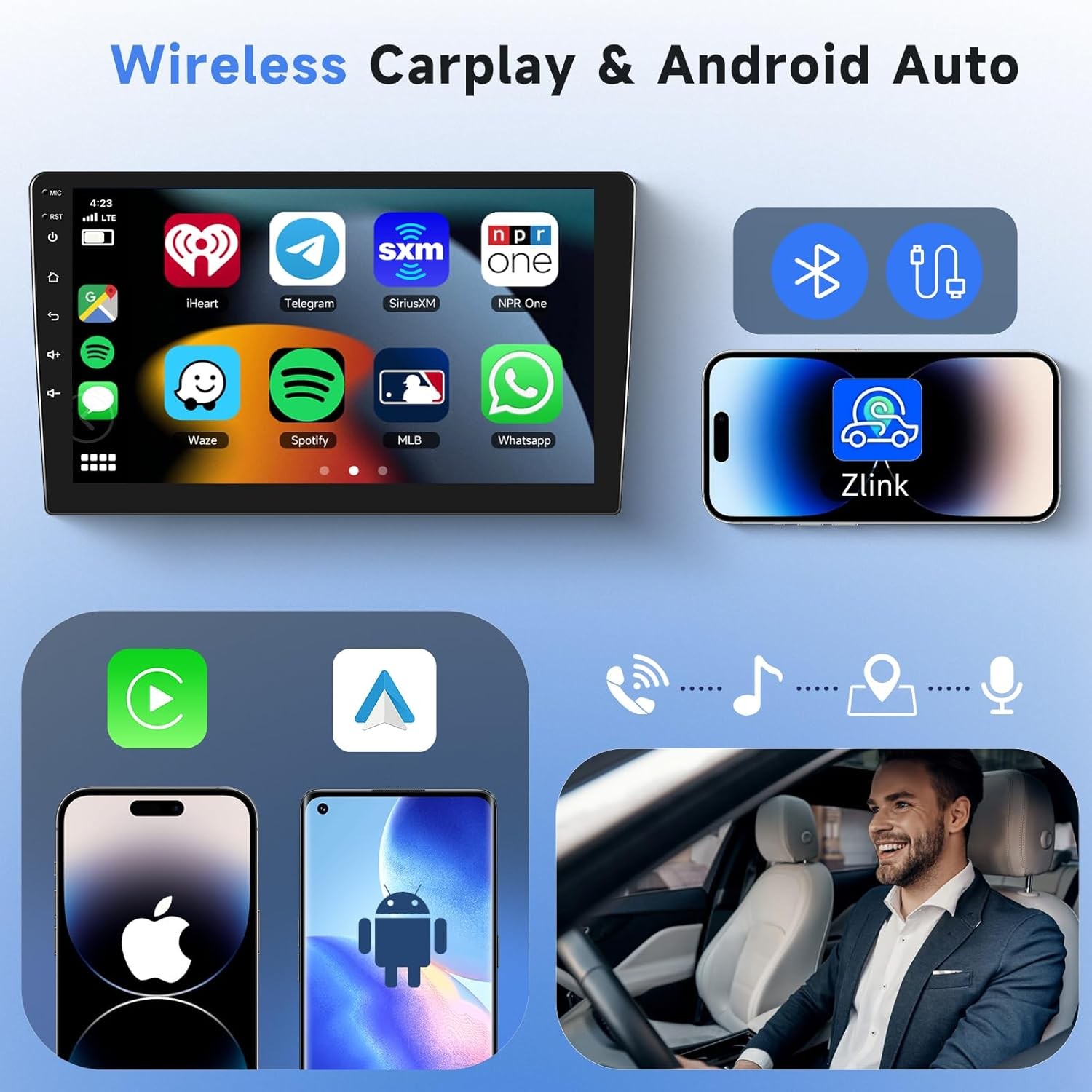 For 2016-2020 Honda Civic Android 15 Carplay 2+64GB Car Stereo Radio FM GPS WIFI