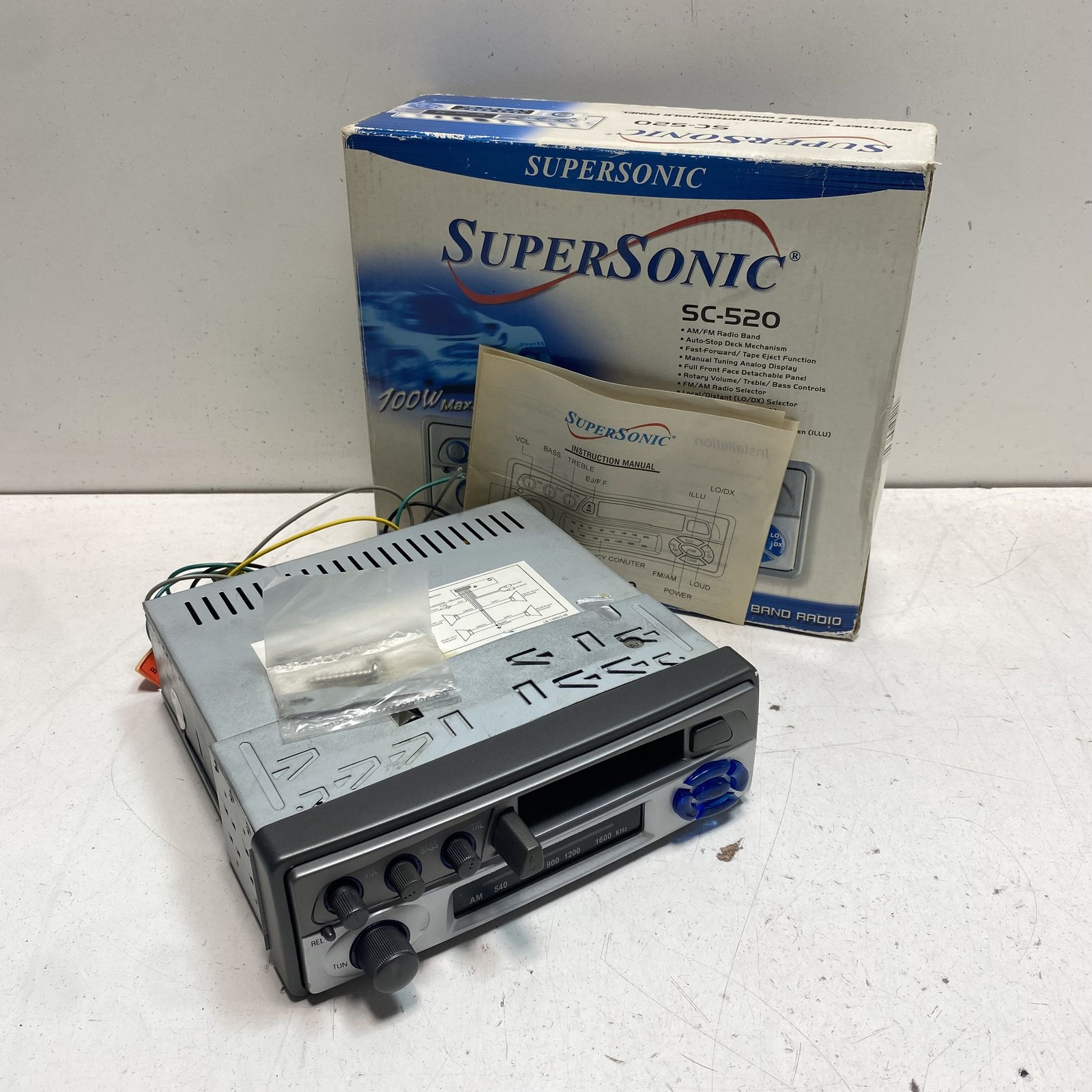 SuperSonic SC-520 AM/FM Radio Cassette Car Stereo Detachable Face For Parts