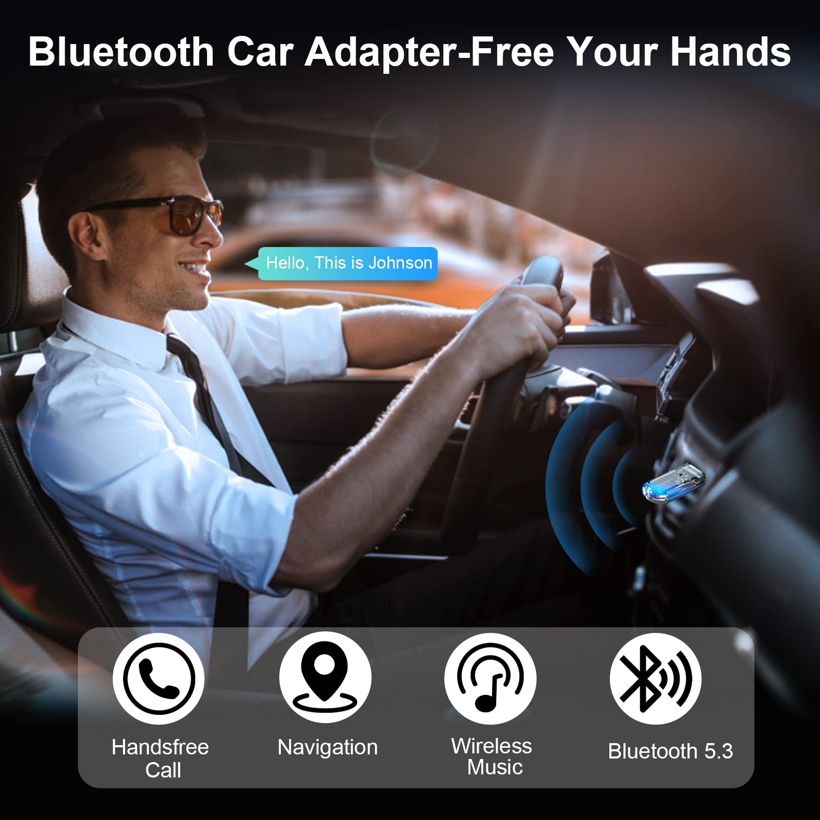 USB to Bluetooth Car Kit – Wireless Audio Adapter for Home & Transparent