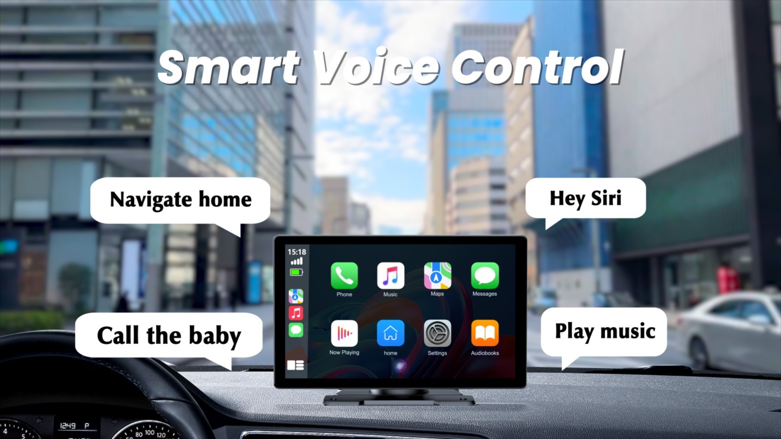 9″ Wireless CarPlay Screen with 4K Dash Cam, 1080p Backup Camera, GPS, Bluetooth