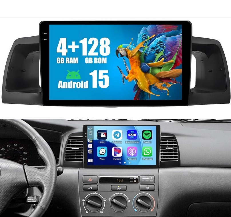 Toyota Corolla EX Radio 4G+128G 2005 -2012 Android 15 Apple CarPlay