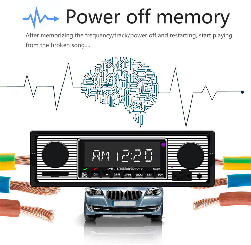 Bluetooth Car Stereo Audio In-Dash FM Aux Input Receiver SD USB MP3 Radio Player