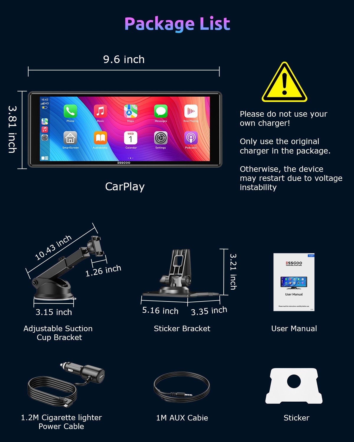 10.26 Inch IPS Touch Screen Car Portable Apple CarPlay Tablet Android Auto Radio