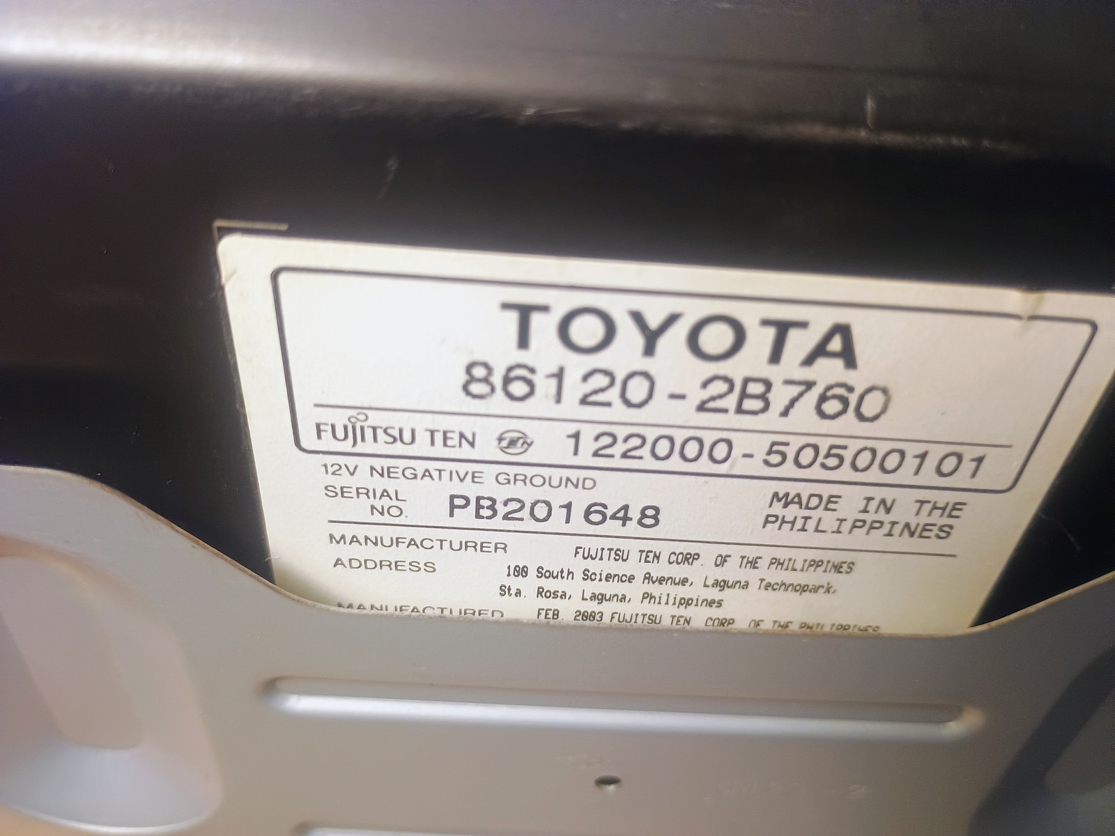 Toyota 86120-2B760 OEM Car Audio In-Dash Unit AM/FM Cassette CD Player