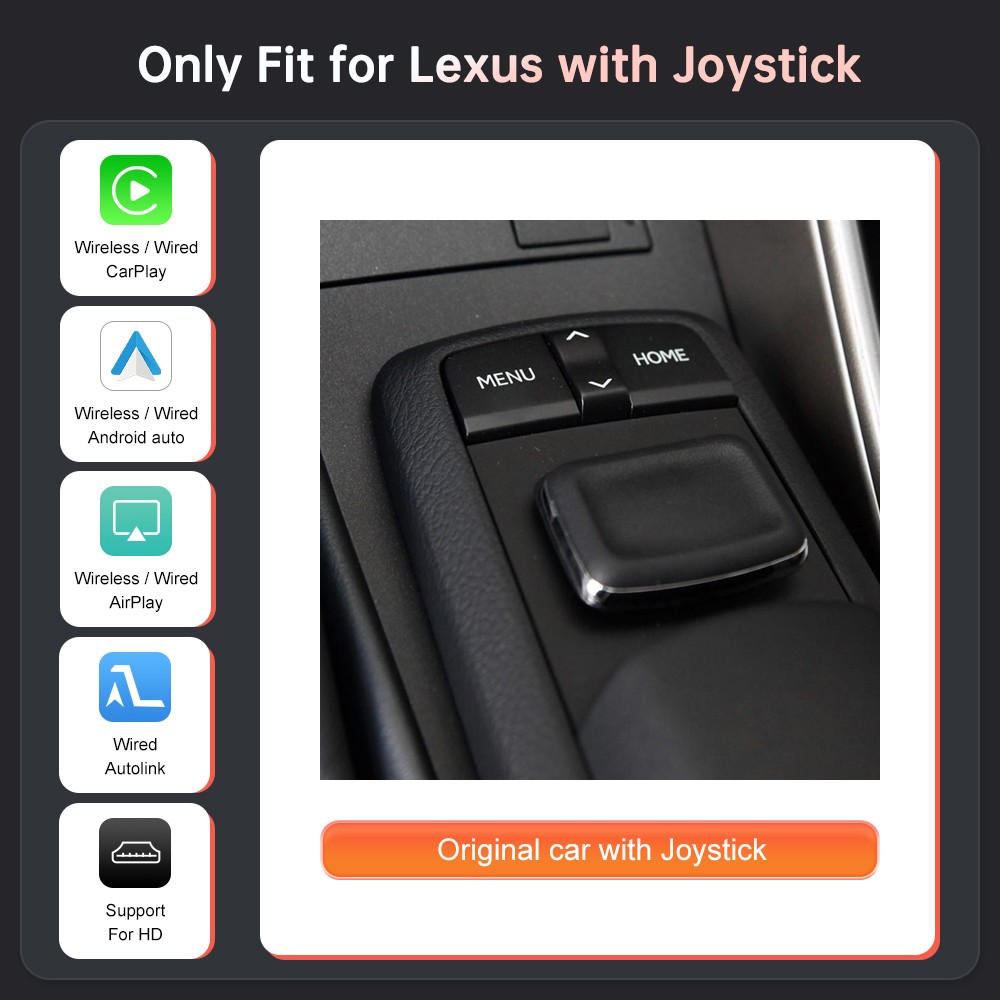 For Lexus IS NX ES RX GS UX CT LX LC RC 2014-2020 Wireless Carplay Andriod Auto
