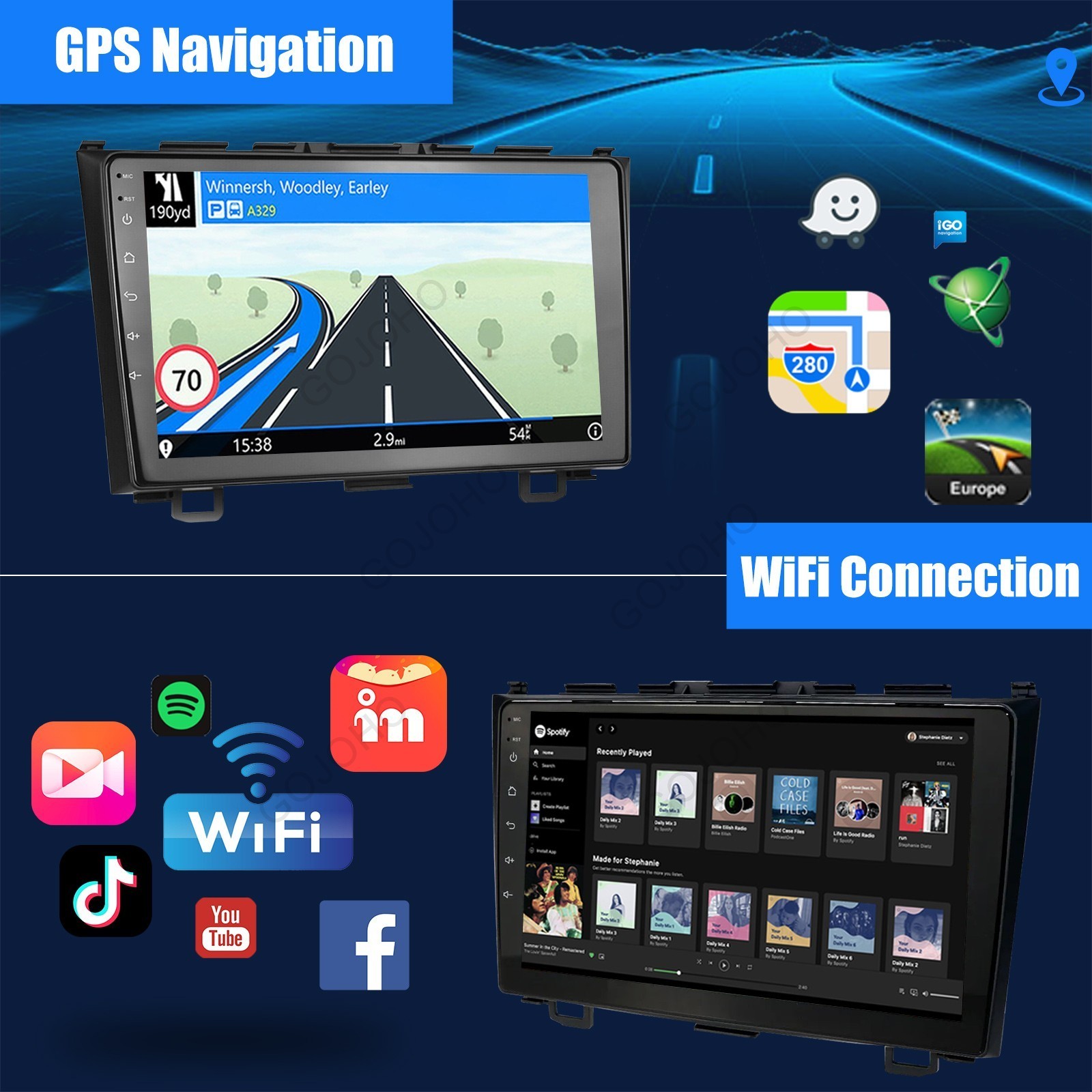 9″ FOR HONDA CRV 2007-2011 WIRELESS CARPLAY ANDROID 15 CAR STEREO RADIO GPS 64GB