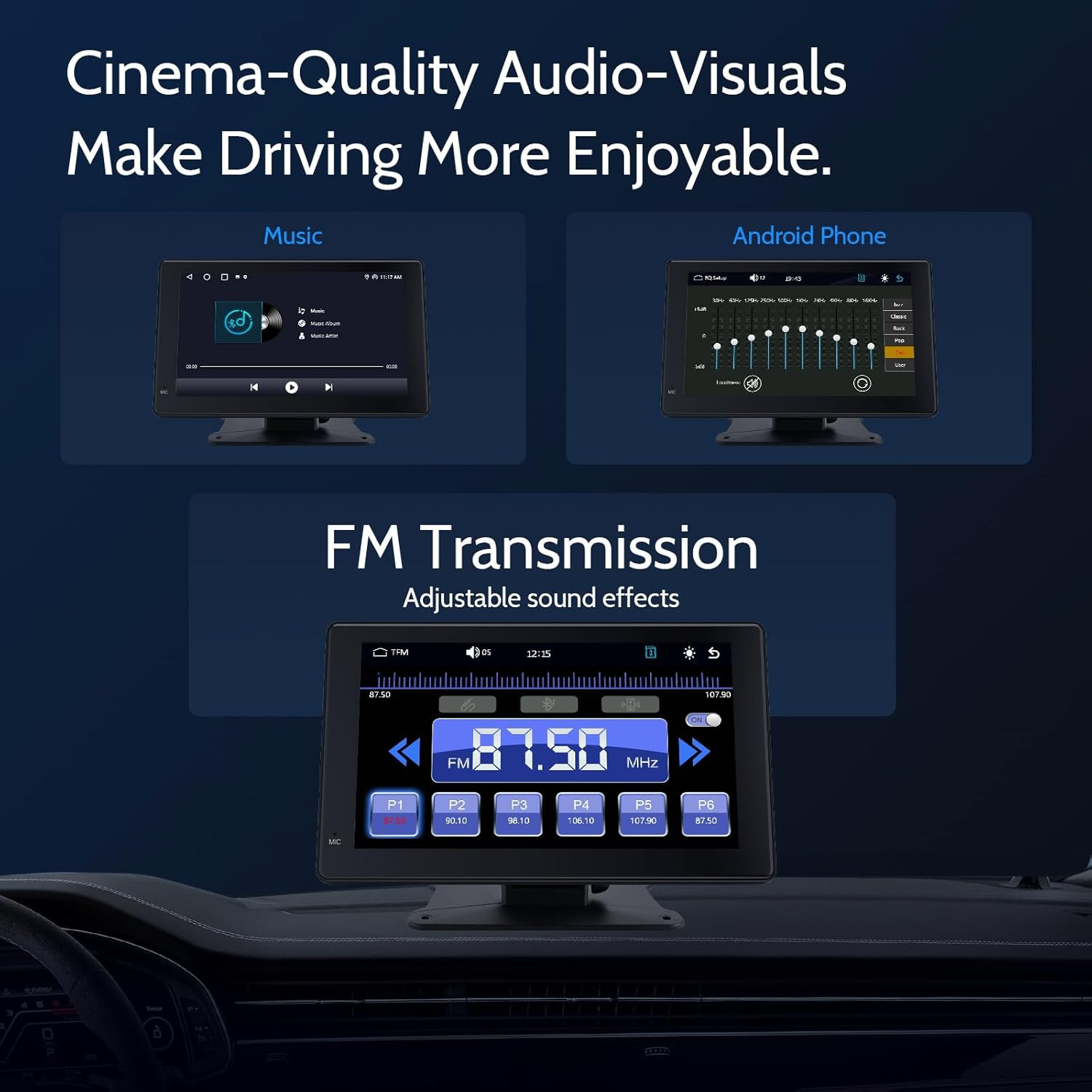 7 Inch Portable Carplay Wireless Car Stereo,Hd Touchscreen for All Vehicles,With