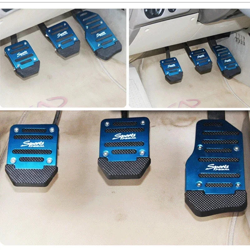 Aluminum Car Pedal Cover Set Automatic Manual Transmission Gas Foot Covers in Re