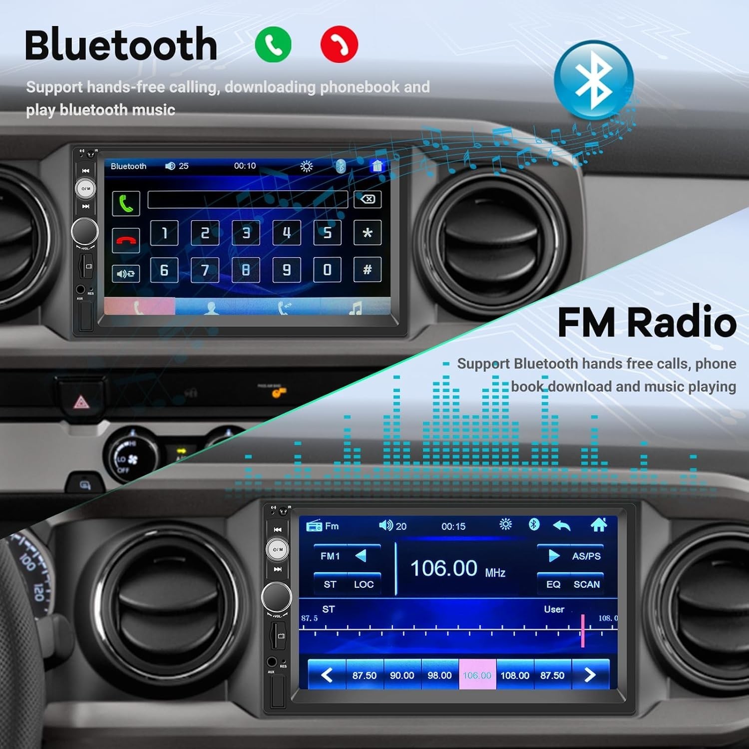 Double Din Car Stereo with Reverse Camera 7 inch Touch Screen 2 Din Car Radio…