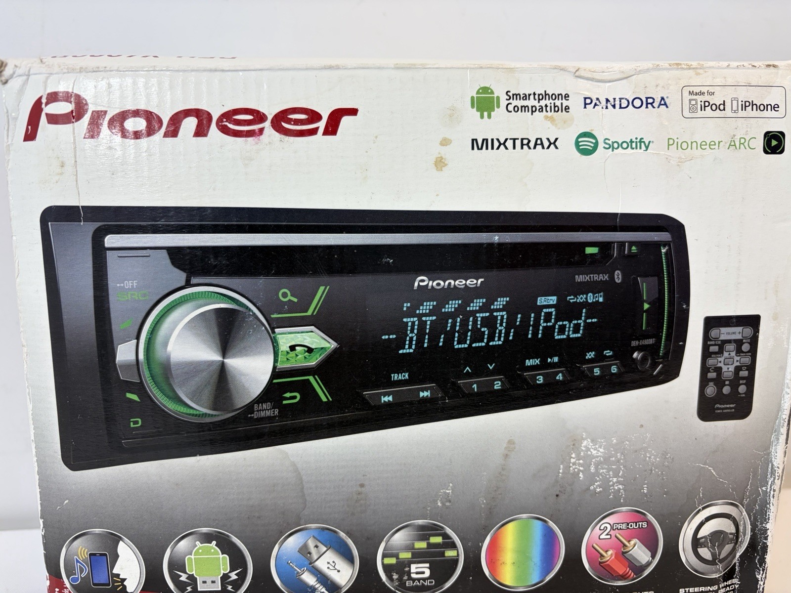 Pioneer DEH X4900BT CD RDS Receiver Car Stereo Bluetooth USB AUX Spotify iPhone