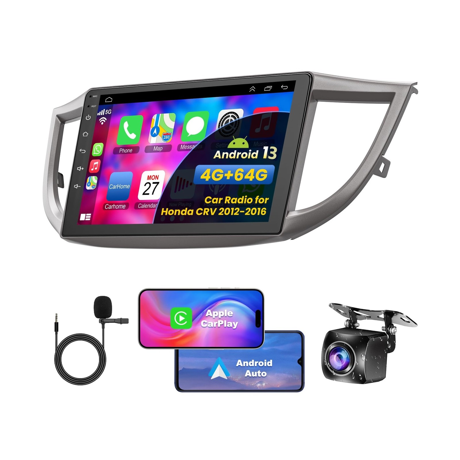 4G+64G Car Radio Stereo for Honda CRV 2012 2013 2014 2015 2016 Android 13, 9 …