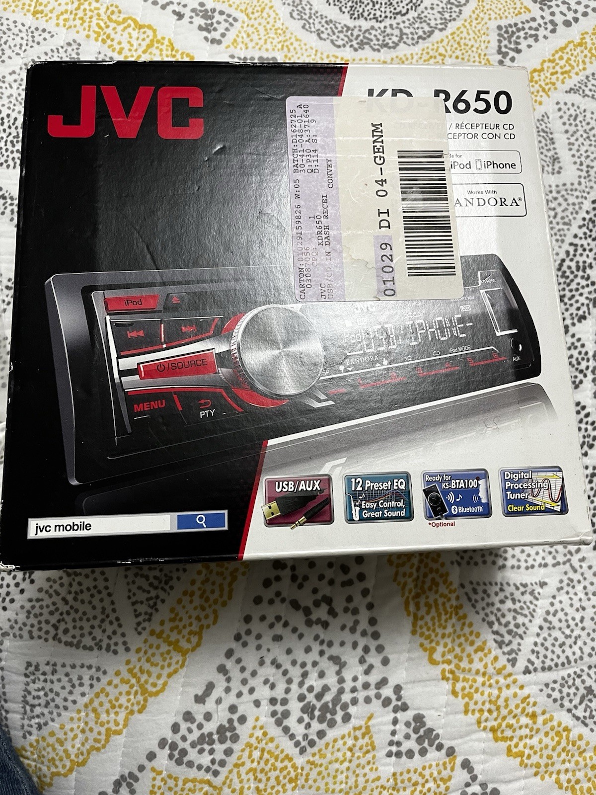 JVC Pandora KD-R650 CD Receiver Faceplate and antenna included