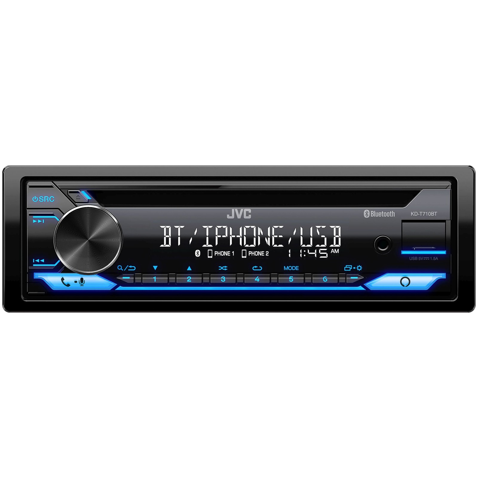 JVC KD-T710BT – CD Receiver featuring Bluetooth, Front USB, AUX, Amazon Alexa
