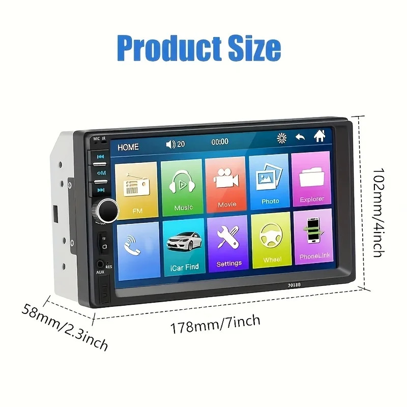 7″ 2 Din Car Stereo HD MP5 Player Bluetooth Touch Screen Radio Mrrior LinkUSB