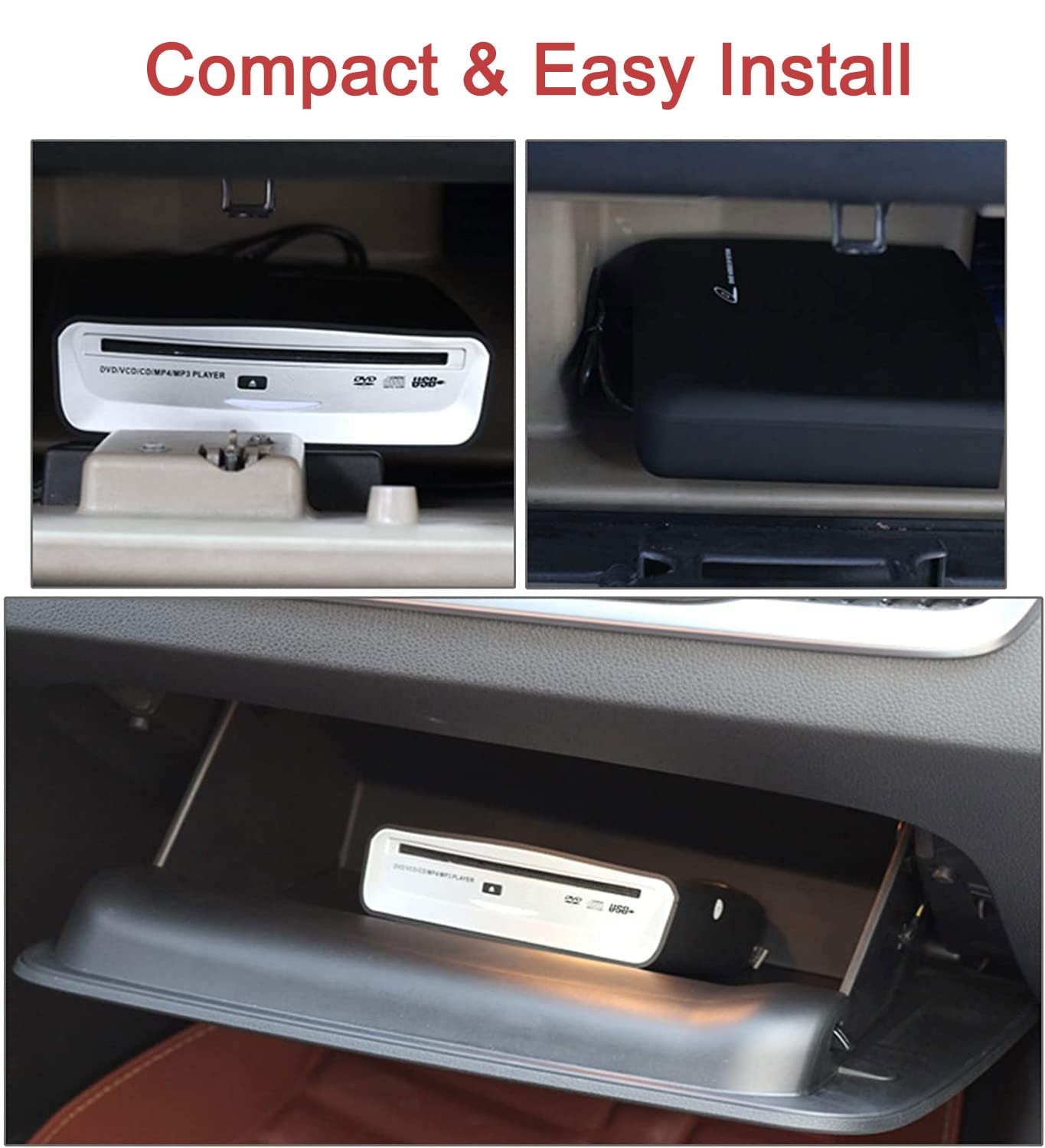 Portable Car CD Player | External USB Vehicle for Android black