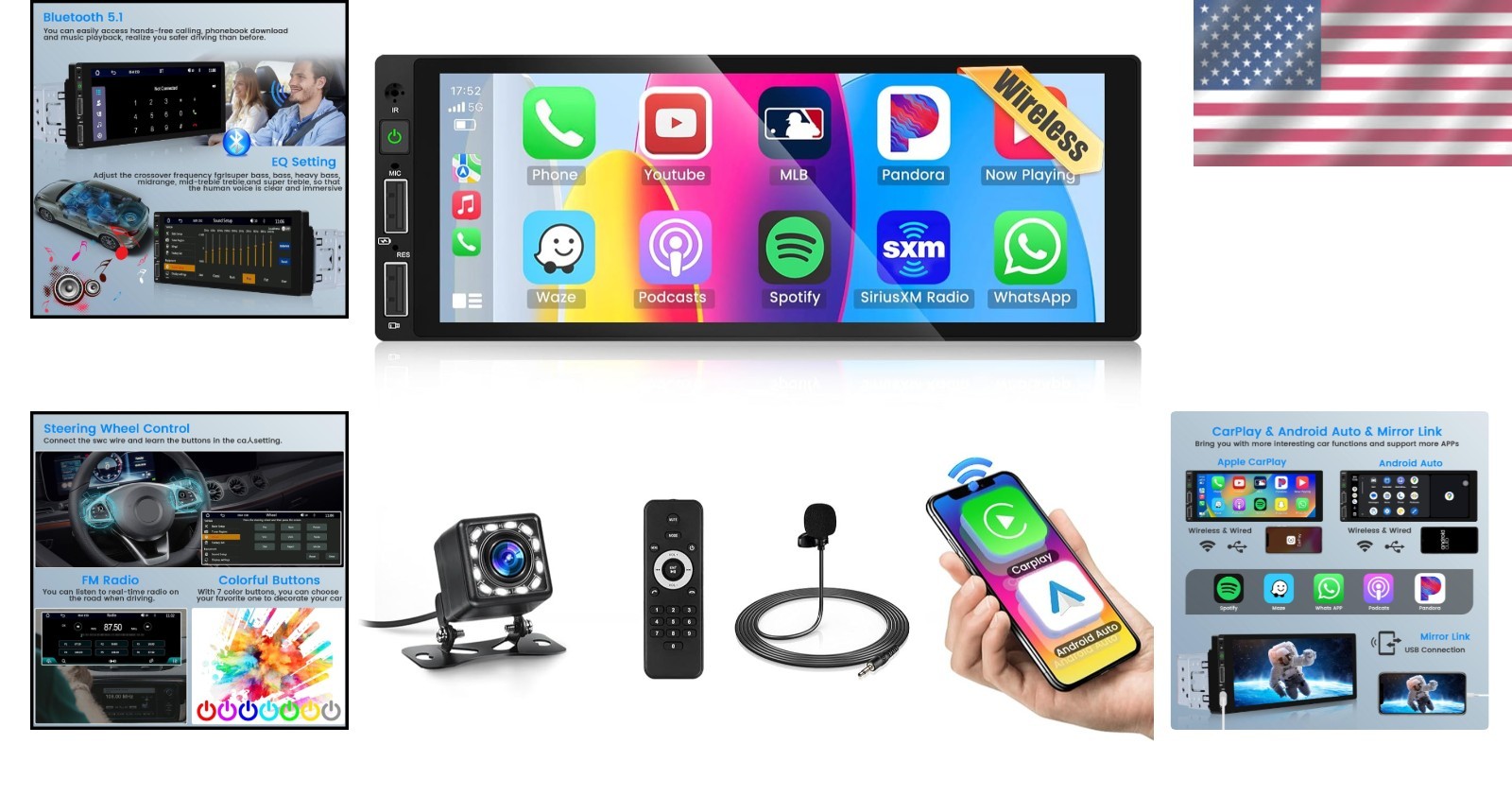 Advanced 6.9 Inch Car Audio Stereo with Wireless Carplay & Enhanced Connectivity