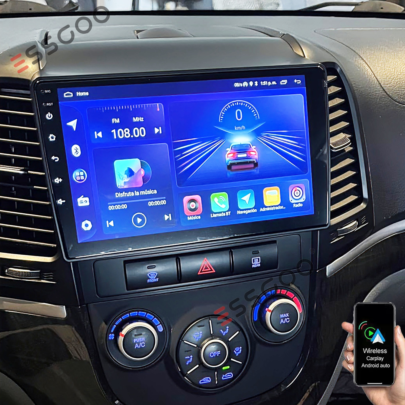 Apple Carplay For Hyundai Santa Fe 2 2006-2012 Android 15 Car Radio Stereo GPS